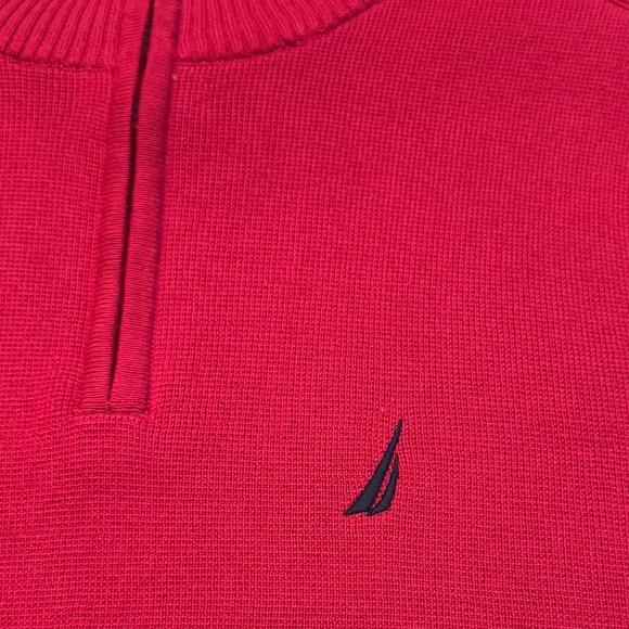 🎃🎃 3/$30 Men's Nautica 1/4 Zip Red sweater Medium - Picture 3 of 4